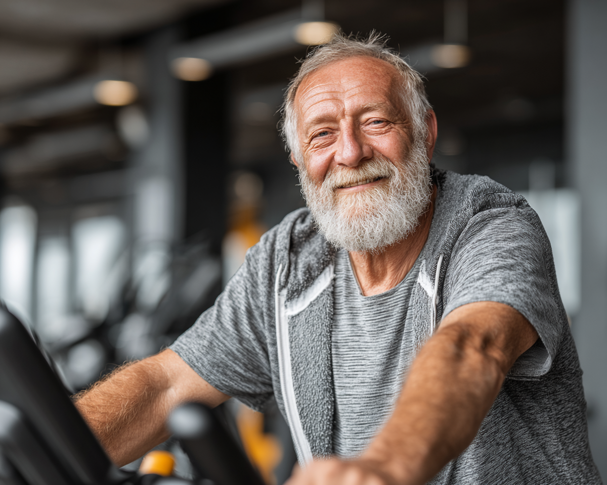 Възрастни хора практикуват йога в парк